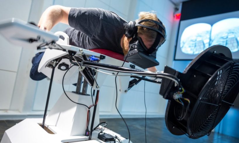 Flying the Birdly Virtual Reality Simulator