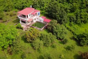 DJI Mavic Pro quadcopter drone camera shoot of a farmhouse in the hills