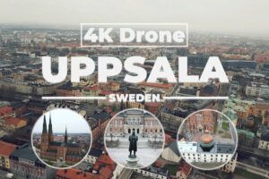 Tour of Uppsala with 4k Drone camera. Old town, cathedral, Uppsala university and tourism vlogs