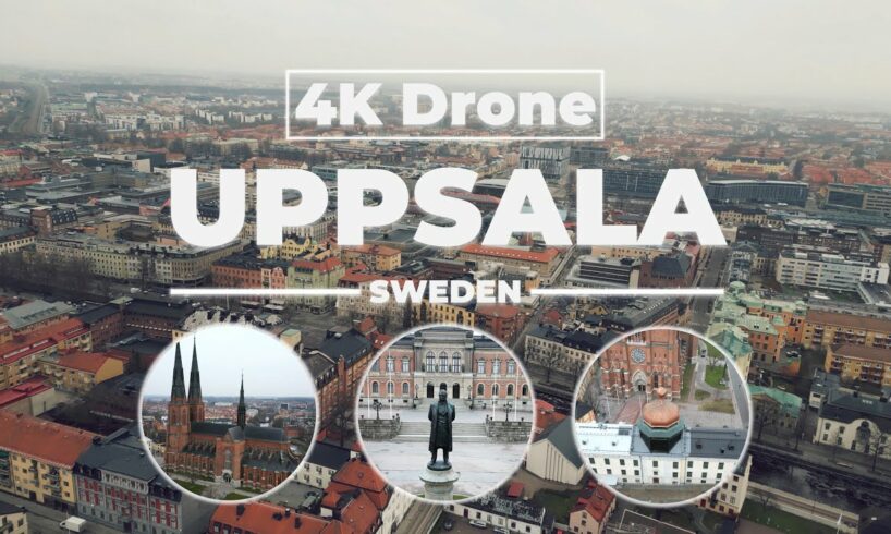 Tour of Uppsala with 4k Drone camera. Old town, cathedral, Uppsala university and tourism vlogs