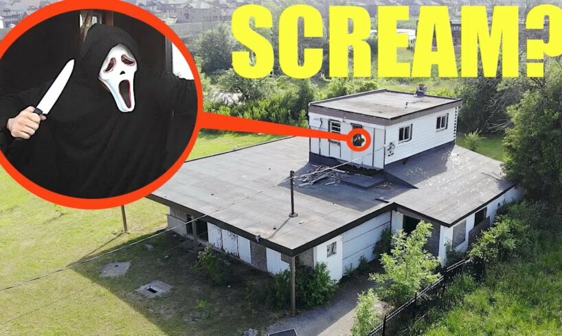 (scary) you won't believe what my drone caught on camera at the Scream House (We saw Ghost Face)