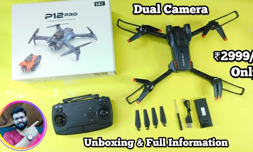 P12 Pro Drone with Dual Camera Intelligent obstacle avoidance sensor Unboxing & Full information