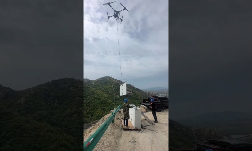 Drone using for Transport material / drone in mountain for construction #drone #dronetech #shorts